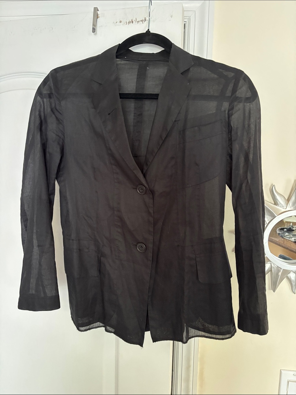 Jil Sander Black Sheer Two-Button Blazer